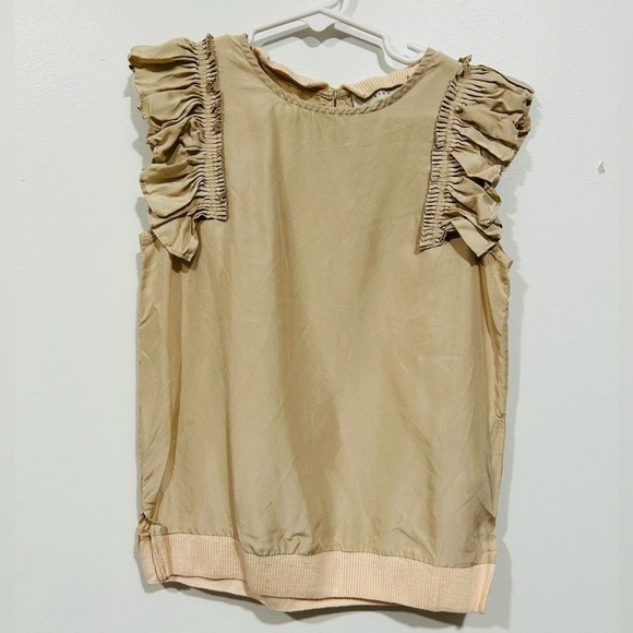 Stella McCartney Other - Stella McCartney Kids Tan Beige 100% Silk Ruffle Sleeve Blouse Top Size 6 Years